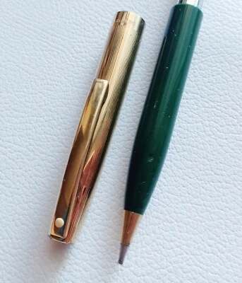 Lápiz Sheaffer Vintage Tapa Dorada, Cuerpo Verde Hecho en EE. UU. Foto 1 de 4