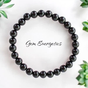 Black Tourmaline Bracelet Protection Bracelet Evil Eye Bracelet 4, 6, 8, 10mm. - Picture 1 of 5