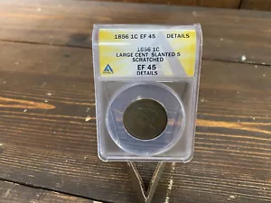 1856 1C Large Cent Slanted 5 Scratched ANACS EF 45 Details Coin - Picture 1 of 11