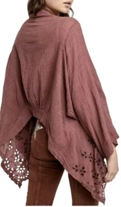 FREE PEOPLE Amaira Kimono Cardigan Pullover M/L Mauve Floral NWT $128. C7 - Picture 1 of 8