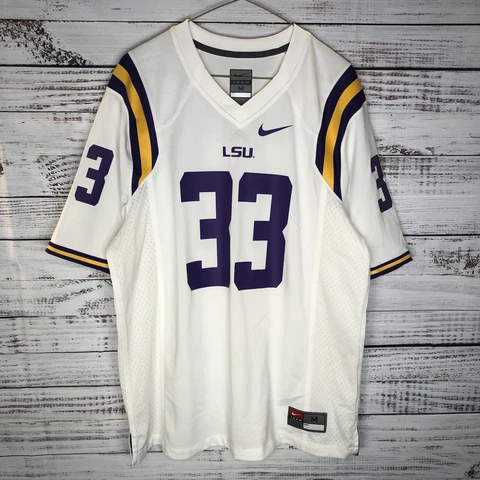 Nike Team LSU Tigers Replica NCAA Football Jersey #33 White Away Men’s Medium Cover