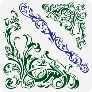 Ornate Corners Stencils 11.8x11.8 inch Corner Art Damask Border Painting Stencil - Picture 1 of 6