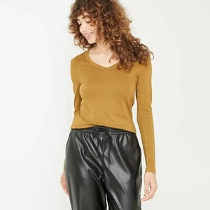 Camiseta ajustada regular A New Day para mujer marrón oliva manga larga cuello en V XS - Imagen 1 de 12