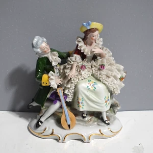 Vintage Erphila Dresdner Spitzen Figur Viktorianisches Paar - Bild 1 von 23