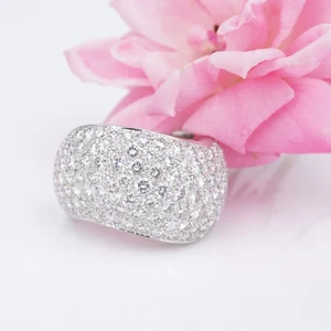 Cartier 18k Pave Diamond Wave Ring 5 carat Bombe Dome Size 5.75 Euro 51 RG4257 - Picture 1 of 12