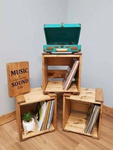 Wooden Crate LP and Record Storage Fully Assembled & Stackable Boxes Vinyl displ - Picture 1 of 9