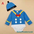 Baby Boys Mickey Donald Stitch Winnie Costume Jumpsuit Hat Clothes Size 0-2year