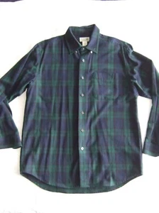 SALE LL Bean Black Watch Flannel Button Collar Shirt Medium - Picture 1 of 5