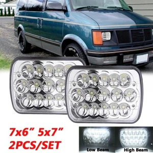 Pair 5x7" 7x6" LED Headlight For Jeep YJ XJ GMC Safari 1998-2002,2004,2005 Dodge - Picture 1 of 9