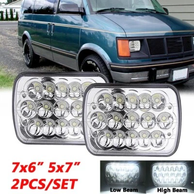 Pair 5x7" 7x6" LED Headlight For Jeep YJ XJ GMC Safari 1998-2002,2004,2005 Dodge - Image 1 of 4