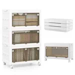 White 3-Pack Stackable Plastic Storage Bins - Picture 1 of 10