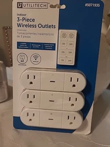 Utilitech Indoor 3-Piece Wireless Outlets With Remote Control ~ NEW - Picture 1 of 3