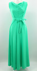 Vtg Women's 60s 70s Bright Green Maxi Wrap Dress 1960s 1970s Long Gown Sz XS/S/M