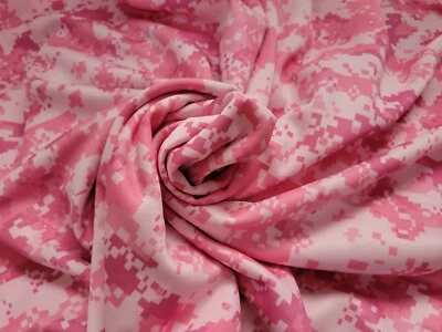 Pink Pixel Camouflage Stretch Knit Fabric One Piece 66" W x 1 yard 12" L New - Image 1 of 4