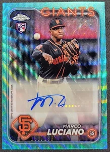 MARCO LUCIANO 2024 TOPPS CHROME GREEN WAVE AUTO RC /199 SAN FRANCISCO GIANTS SP - Picture 1 of 2