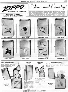 1952 Print Ad of Zippo Town and Country Lighters Trout Setter Lily Pond Horse - Bild 1 von 2