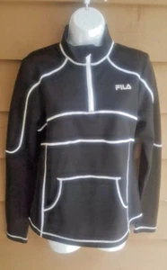 GIACCA RUNNING DONNA FILA SPORT 1/4 ZIP MEDIA NERA BIANCA PUNTO CONTRASTO - Foto 1 di 9