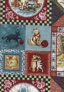 Fat Quarter Playful Cats Printed 100% Cotton Quilting Fabric Springs - Picture 1 of 1