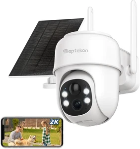 Septekon 2K Solar Überwachungskameras kabellos Outdoor, 360°PTZ batteriebetrieben - Bild 1 von 6