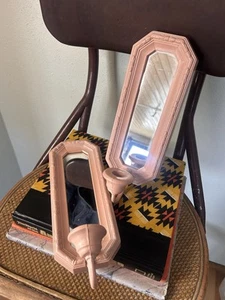 Vintage Homeco Ballet Pink Wall Sconces Plastic Victorian Mauve Girly Pretty - Picture 1 of 9