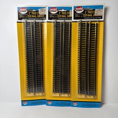 Model Power HO Scale 9" Brass Straight Track 4 pcs #21 (x3) NEW OLD STOCK - Image 1 of 4