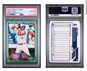 2023 TOPPS CHROME - MIKE TROUT - GREEN REFRACTOR - PSA 10 - 72/99 - GEM MT - Picture 1 of 1