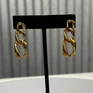 Pendientes colgantes de eslabones de oro esculturales abstractos geométricos joyas colgantes - Imagen 1 de 5