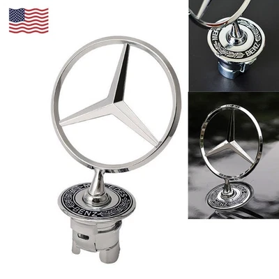 44MM Fit For Mercedes-Benz E S C CLASS Standing Hood Star Emblem Ornament Badge Foto 1 de 4