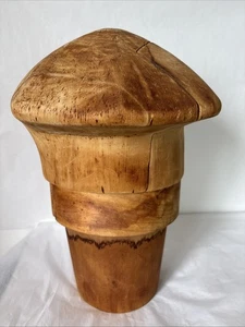Antikes Holzpuzzle Hutmacherblock Gr. 22 Zeitungsjunge Gatsby Kappe Millinery Form - Bild 1 von 22
