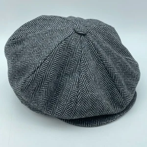 BENCRAFT HATTERS Wool Herringbone Newsboy Cap Gray Black Size 7 3/8 L Brooklyn - Picture 1 of 8