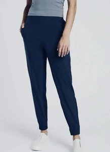 Athleta Brooklyn Mid-Rise Jogger Athletic Pull On Pants Navy Blue Zip Pocket 8 - Picture 1 of 8