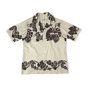 Vintage Sand Pebble Of Hawaii Herren Hawaii Hemd Creme Braun Blumen Large Vintage  - Bild 1 von 18