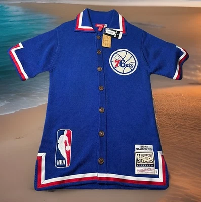 MITCHELL & NESS x CLOT $500 PHILADELPHIA 76ERS M 1982-83 KNIT SHOOTING SHIRT - Image 1 of 4