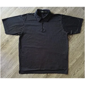 Ermenegildo Zegna Navy White Striped Short Sleeve Polo Shirt Size Large - Picture 1 of 5
