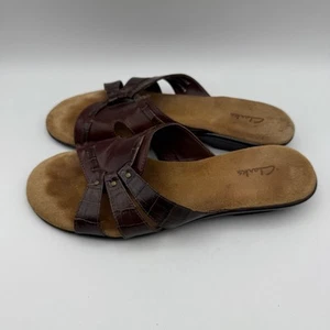 Clarks Leder-Pantoletten Sandalen bequem Freizeit braun Riemchen Damengröße 7,5M - Bild 1 von 8