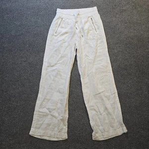 Athleta Damenhose Größe 8 Tall weiß Cabo Leinen weites Bein Taschen Strand Freizeit - Bild 1 von 10