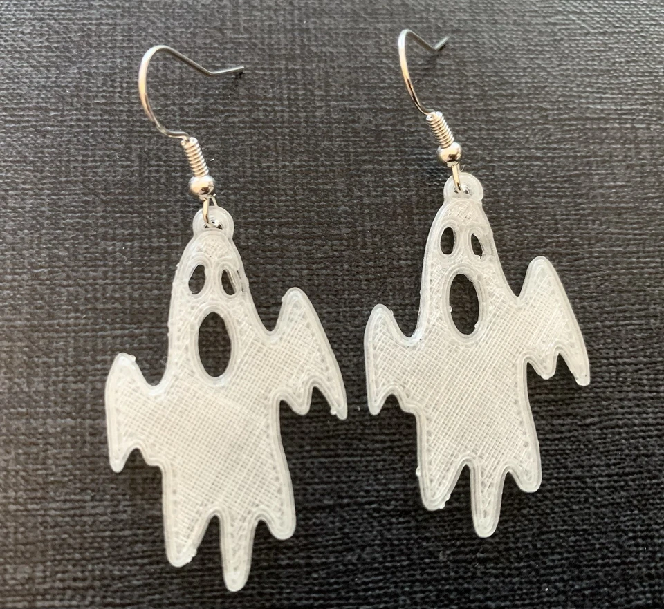 Glow In The Dark 3D Printed earrings, Scary Ghost, Halloween - Image 1 of 1
