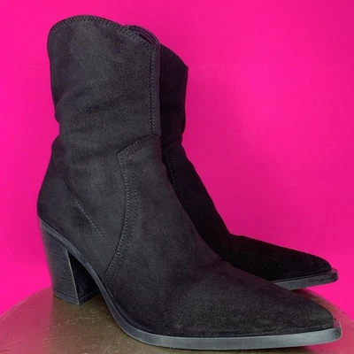 Zara Black Split Suede High Ankle Heeled Western Boot Sz 9 - Image 1 of 4