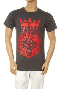 New Men's Printed Lion Crown Poster Style Graphic Design Cotton Grey T-shirt - Picture 1 of 4