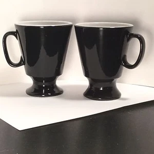 Shenango - Restaurant Ware - Pedestal Cup - Black / Ebony - TWO - 2 - Retro - Picture 1 of 5