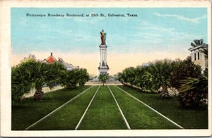 Malerischer Broadway Boulevard in 25th St. Galveston, Texas - Vintage Postkarte - Bild 1 von 2