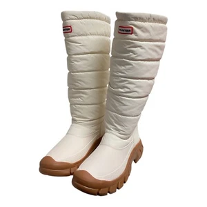 Hunter Women’s Intrepid Tall Snow Boot Waterproof Insulated White Willow Sz 6 - Picture 1 of 5