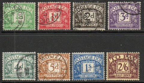 D27 - D34 1937 POSTAGE DUES SET OF 8 USED (2) Cover