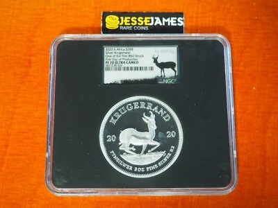 2020 SA PROOF SILVER KRUGERRAND NGC PF70 FIRST DAY OF PRODUCTION FDOP 2 OZ - Image 1 of 3