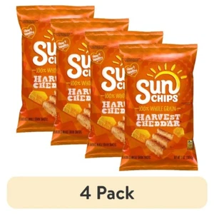 (4 pack) Sun Chips 100% Whole Grain Harvest Cheddar Flavored Multigrain Snacks - Picture 1 of 8