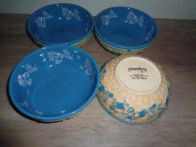 4 cuencos de cereales TEMPTATIONS de encaje floral azul aguamarina conchas marinas océano náutico Foto 1 de 4