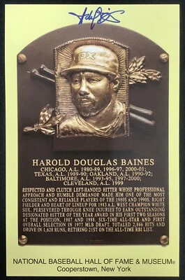 Harold Baines Signed Gold HOF Plaque Postcard Yellow Orioles Sox Autograph JSA - Image 1 of 3