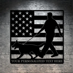 Personalized K-9 Police Officer Metal Sign. Custom US Policeman Wall Decor Gift - Picture 1 of 6