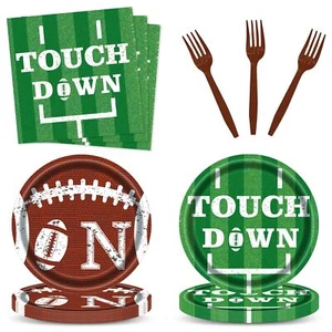Football Party Supplies 144 Pieces Serves 48 Plates Napkins Gameday Tailgate - Picture 1 of 7