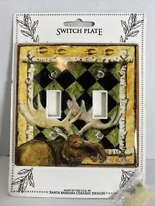 Santa Barbara Keramik Design Doppel Lichtschalter Platte Abdeckung Lodge Elch RAR! - Bild 1 von 11